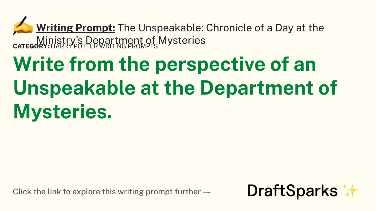 The Unspeakable: Chronicle of a Day at the Ministry’s Department of Mysteries