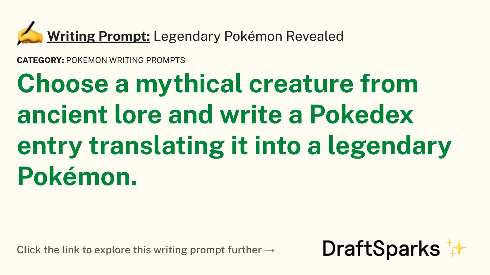Legendary Pokémon Revealed
