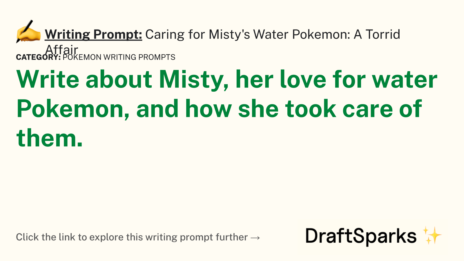 Caring for Misty’s Water Pokemon: A Torrid Affair