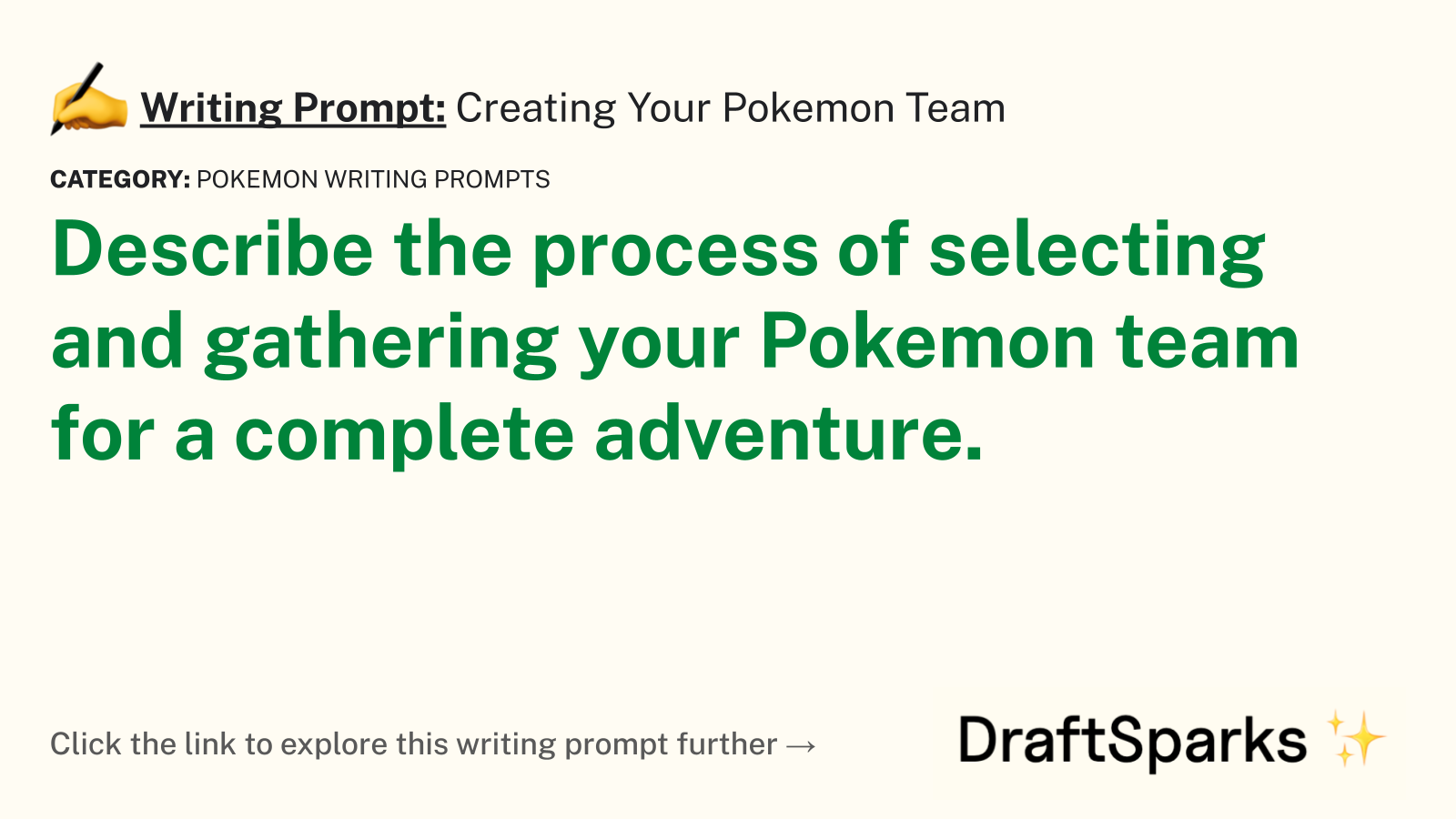 Creating Your Pokemon Team