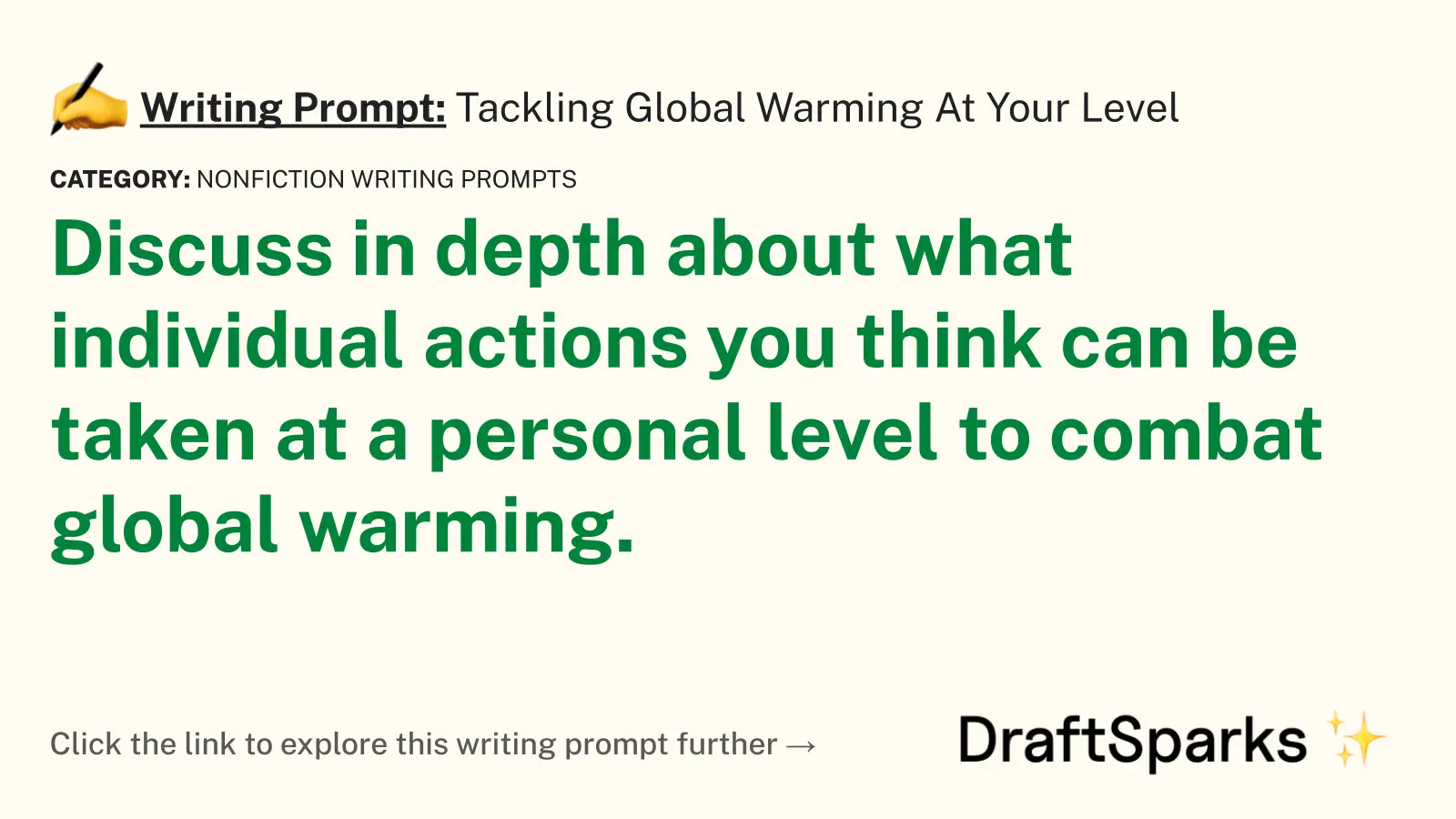 Tackling Global Warming At Your Level