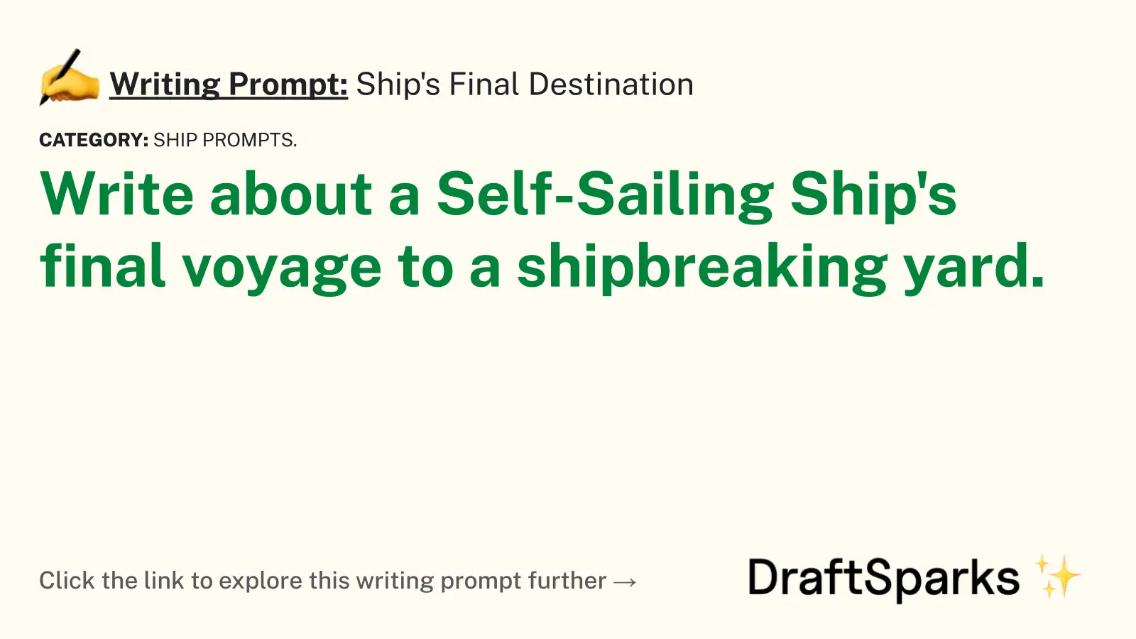 Ship’s Final Destination