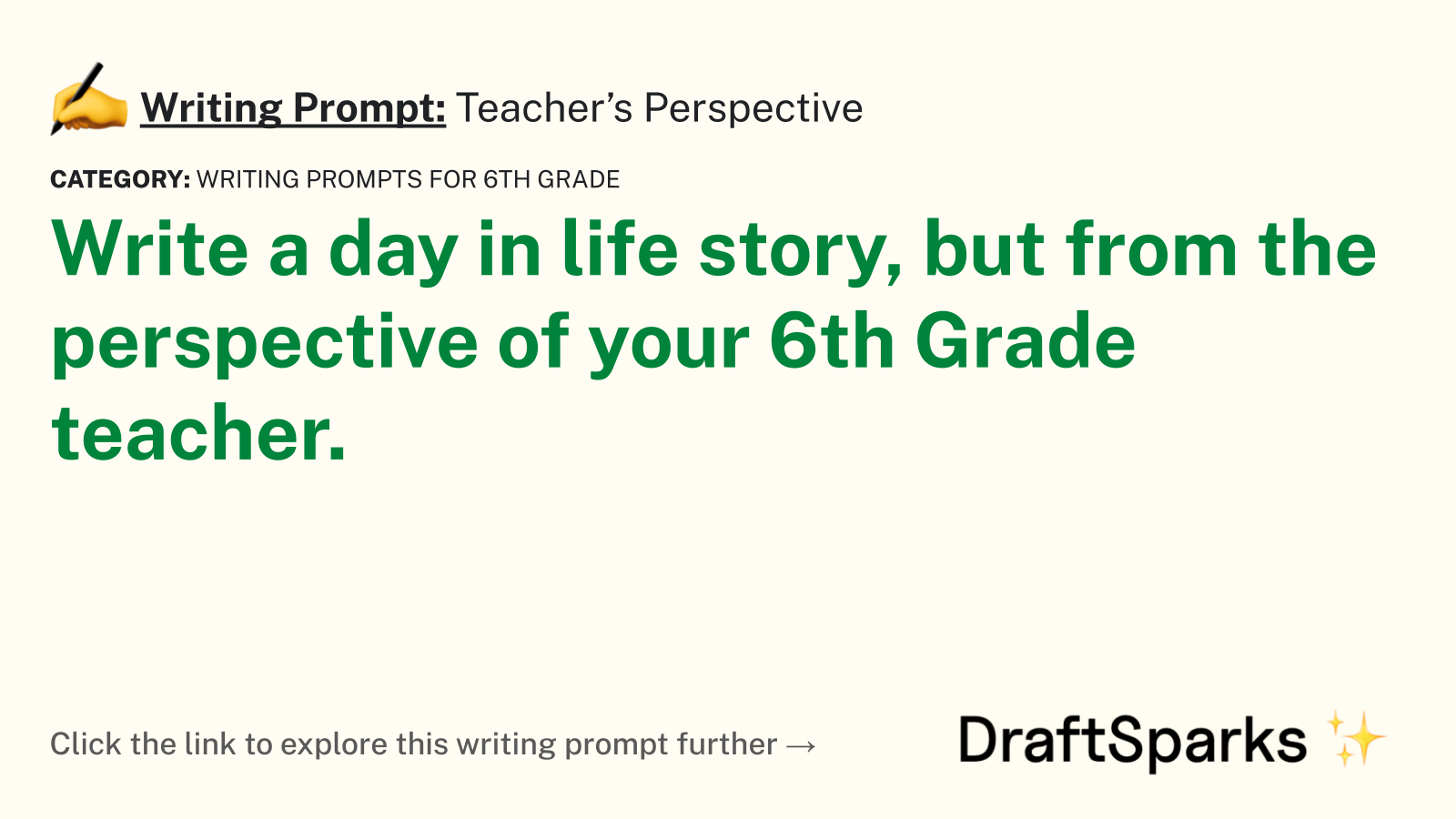 Writing Prompt: Teacher’s Perspective • DraftSparks