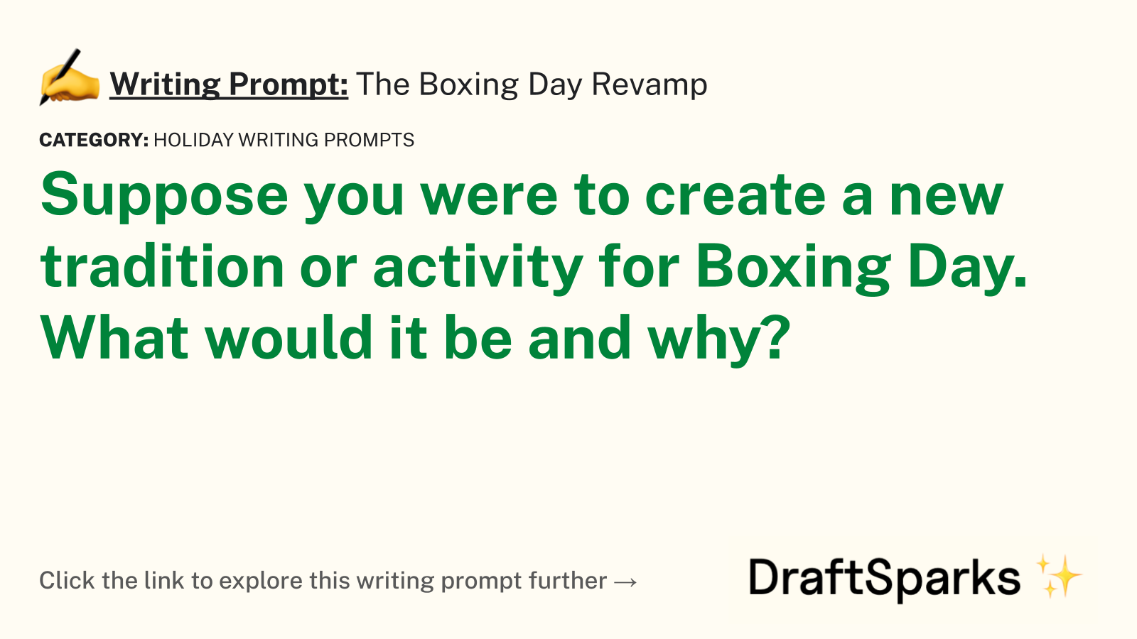 The Boxing Day Revamp