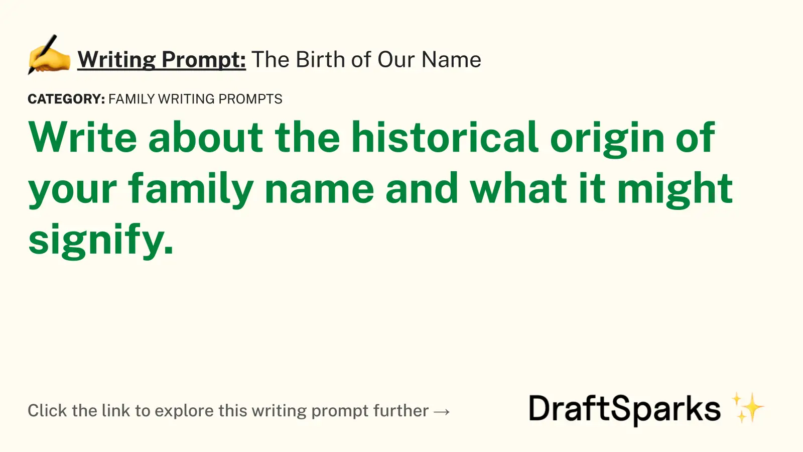The Birth of Our Name
