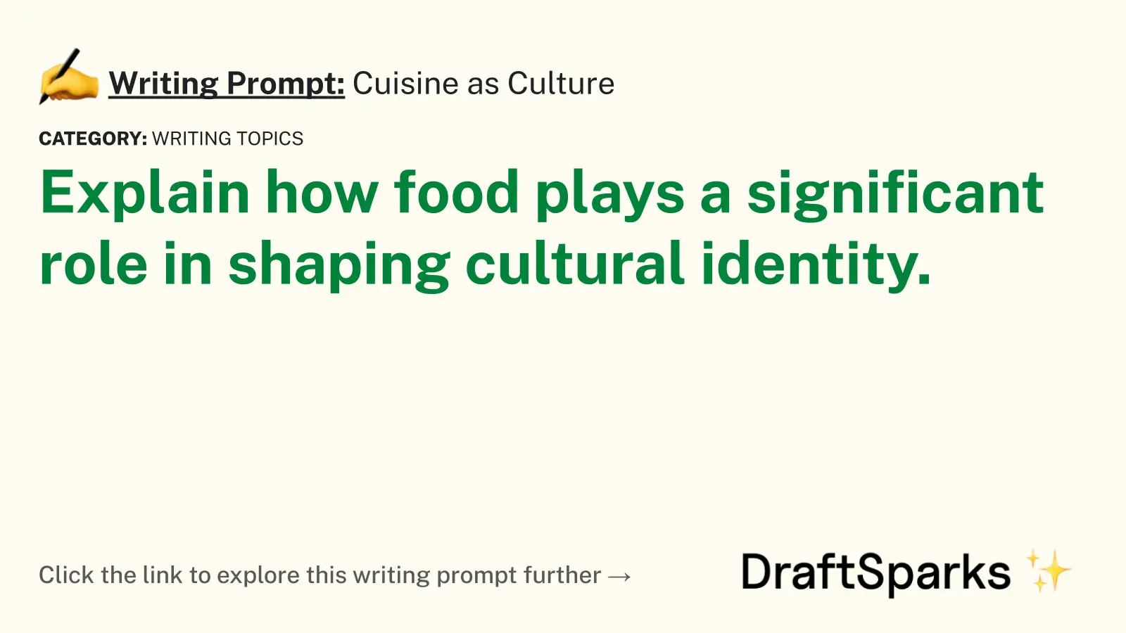 Cuisine as Culture