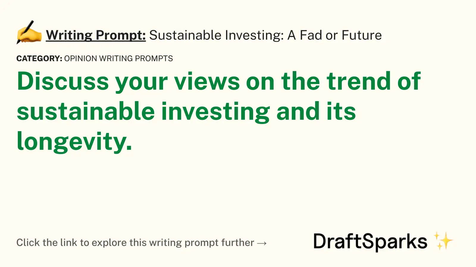 Sustainable Investing: A Fad or Future