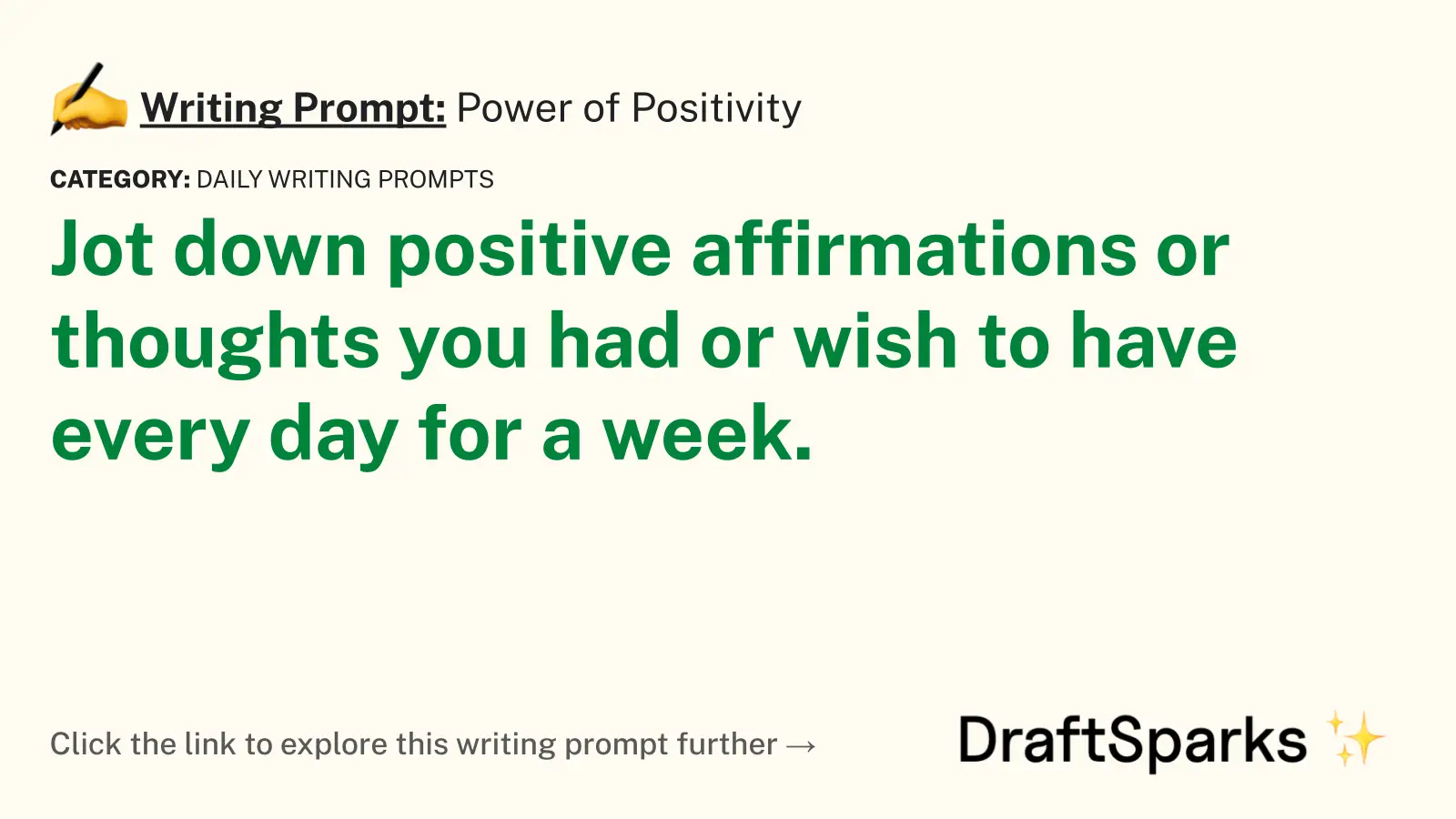Writing Prompt: Power of Positivity • DraftSparks