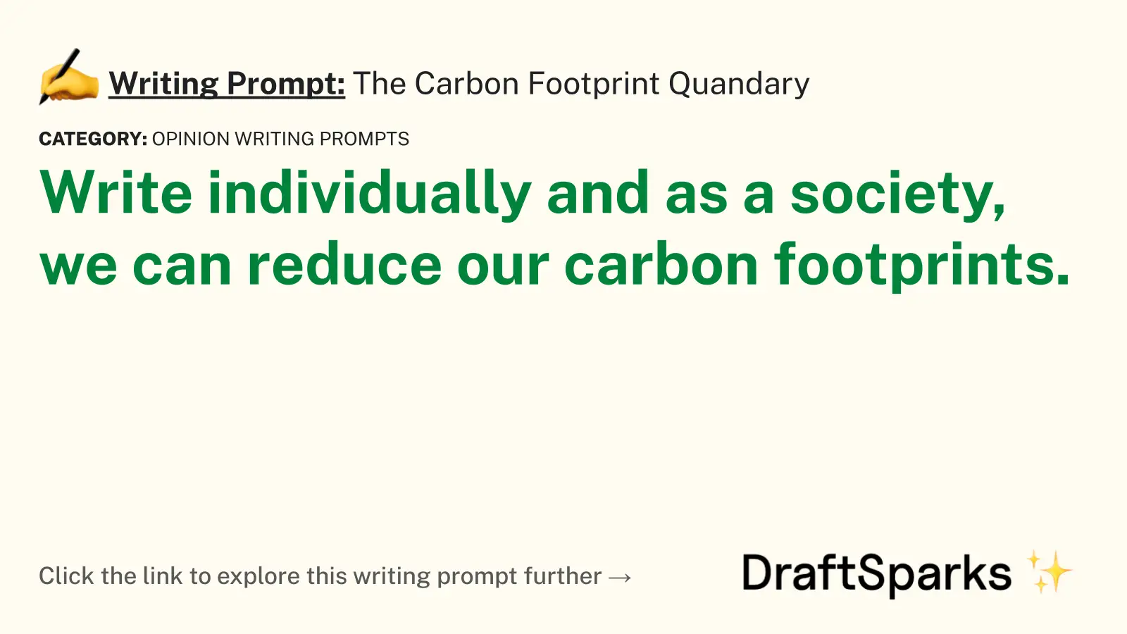 The Carbon Footprint Quandary