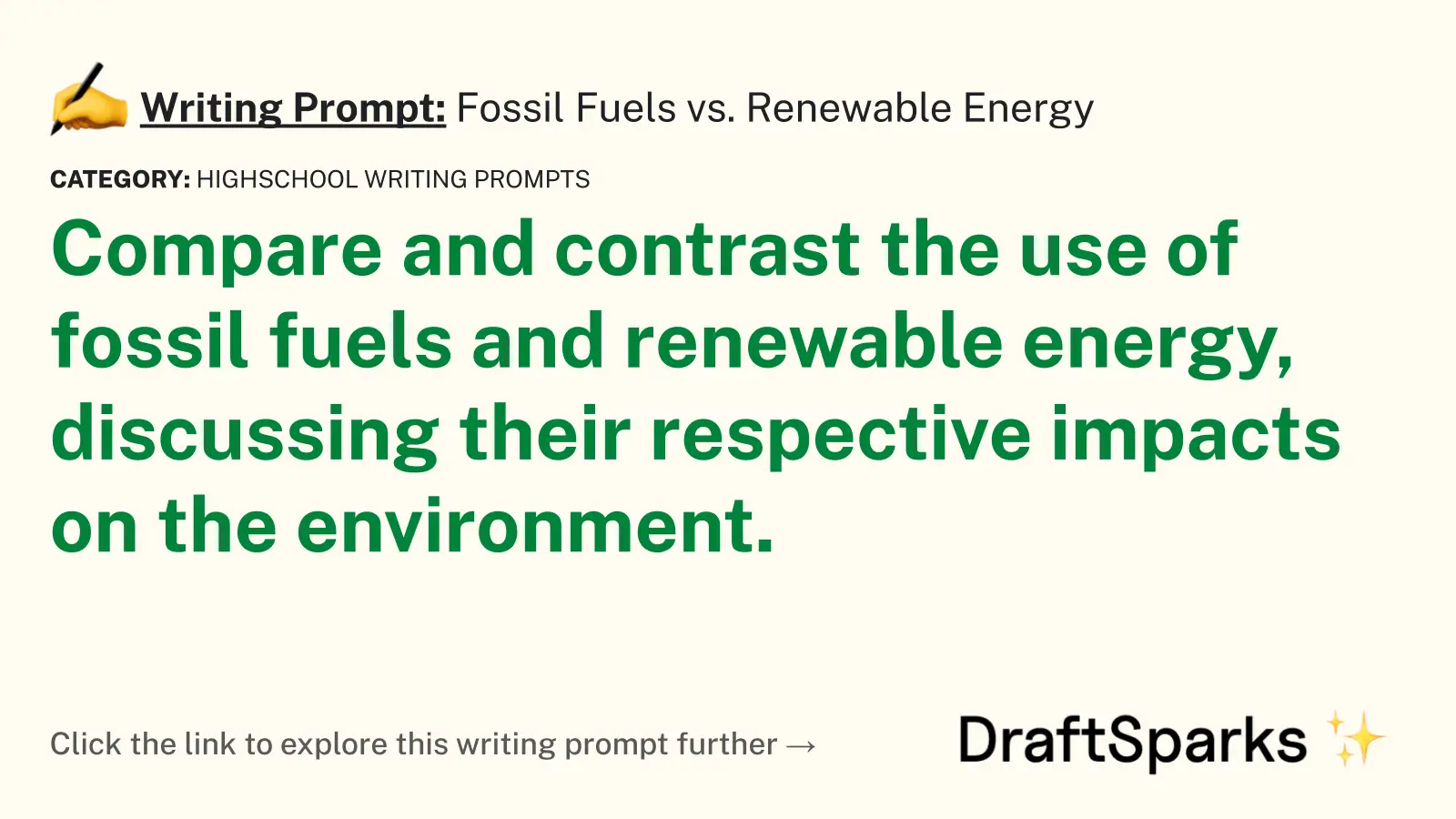 Fossil Fuels vs. Renewable Energy