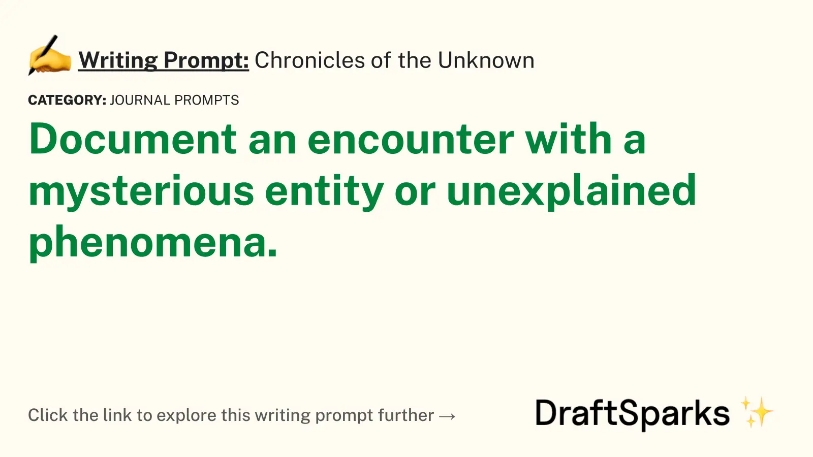 Chronicles of the Unknown