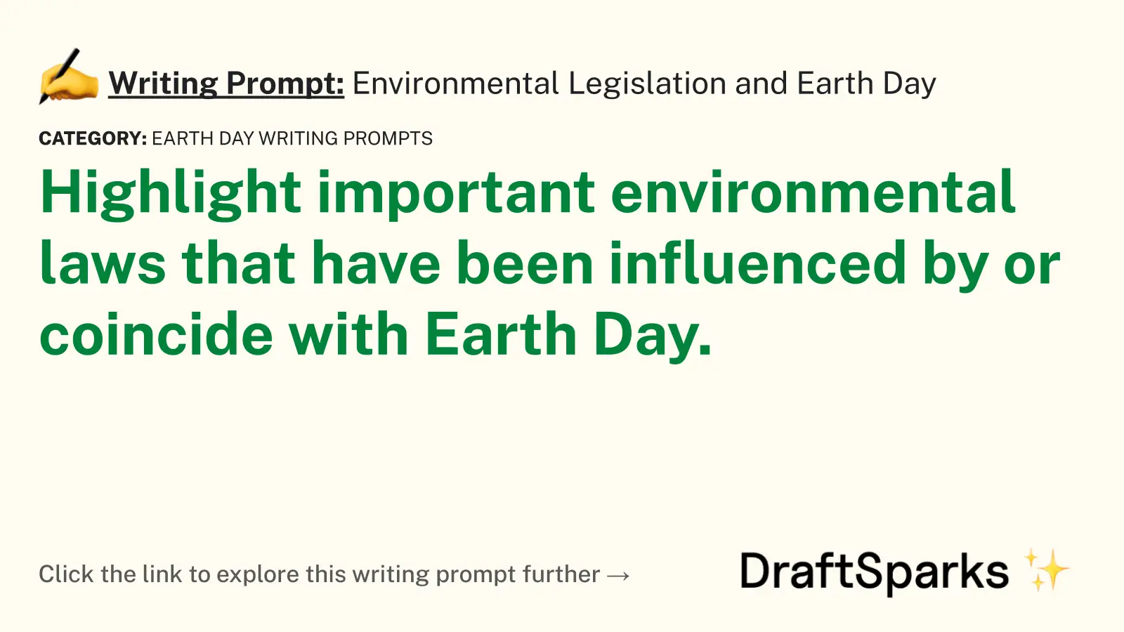 Environmental Legislation and Earth Day