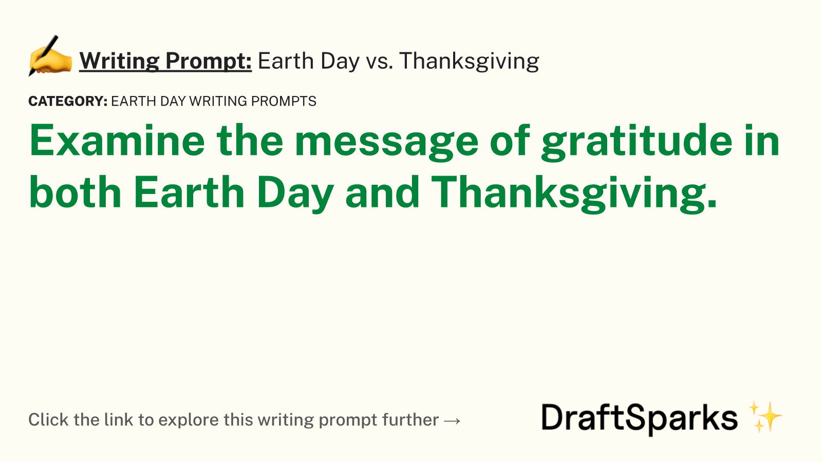 Earth Day vs. Thanksgiving