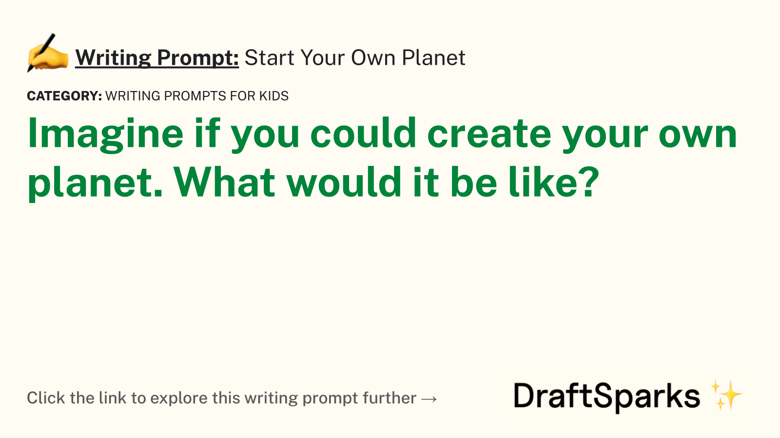 Start Your Own Planet