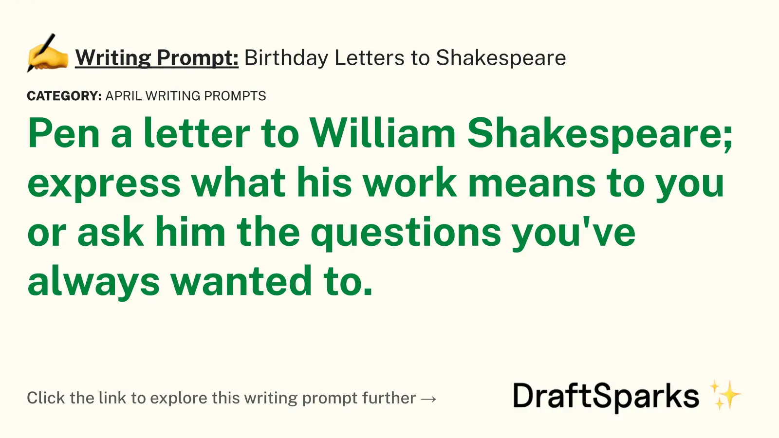Birthday Letters to Shakespeare