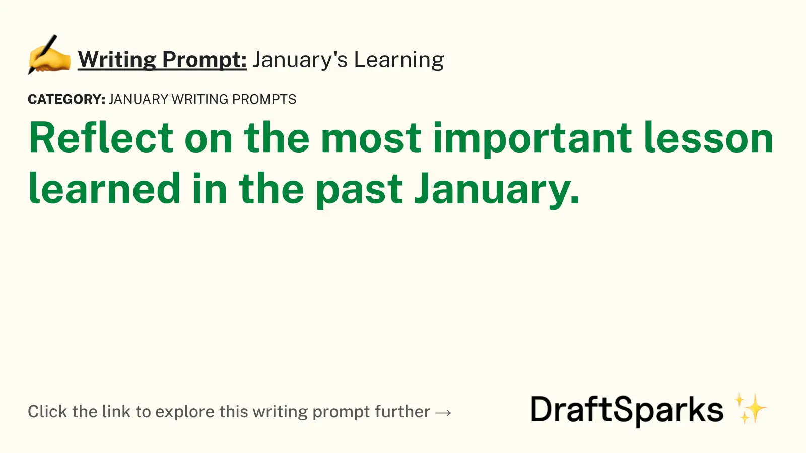 January’s Learning