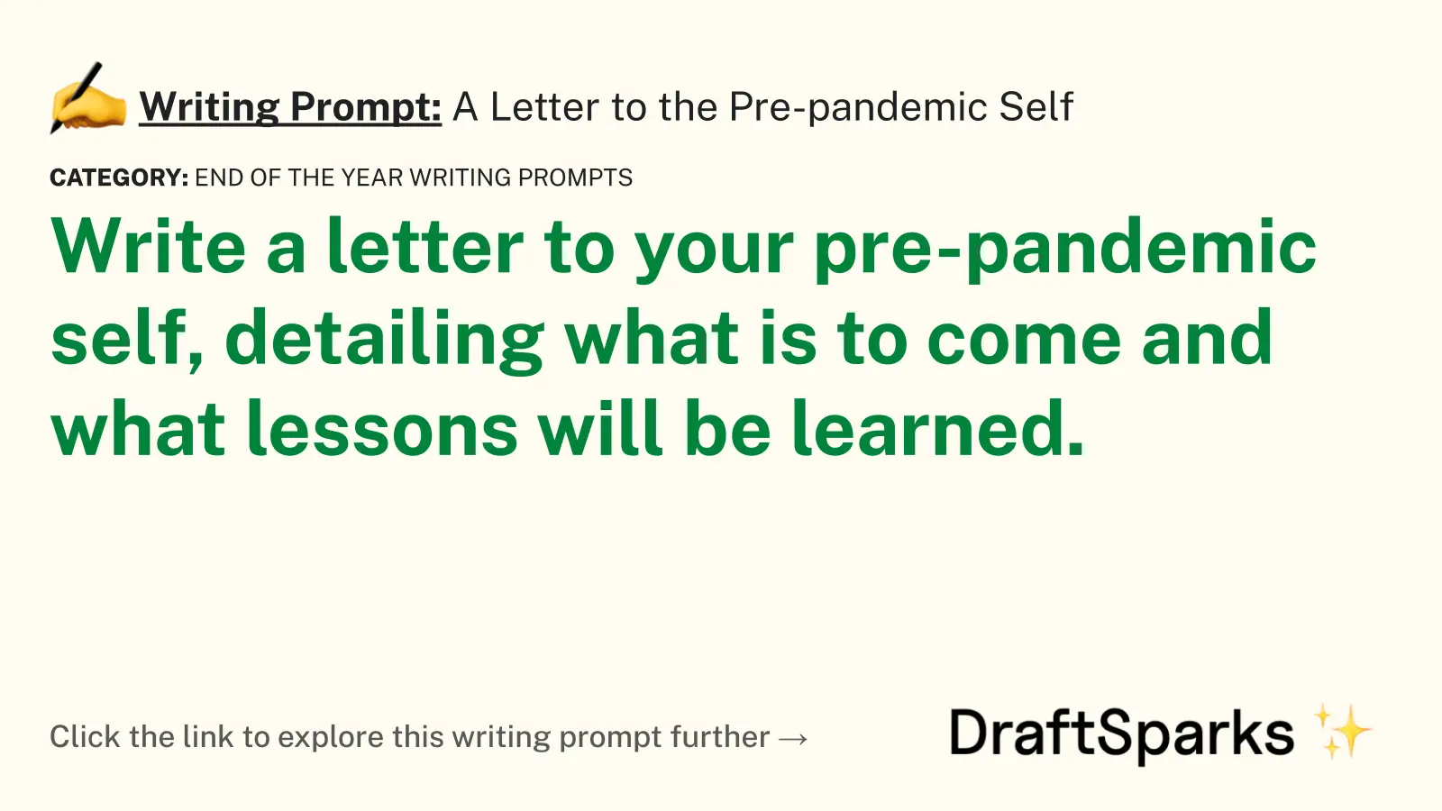 A Letter to the Pre-pandemic Self
