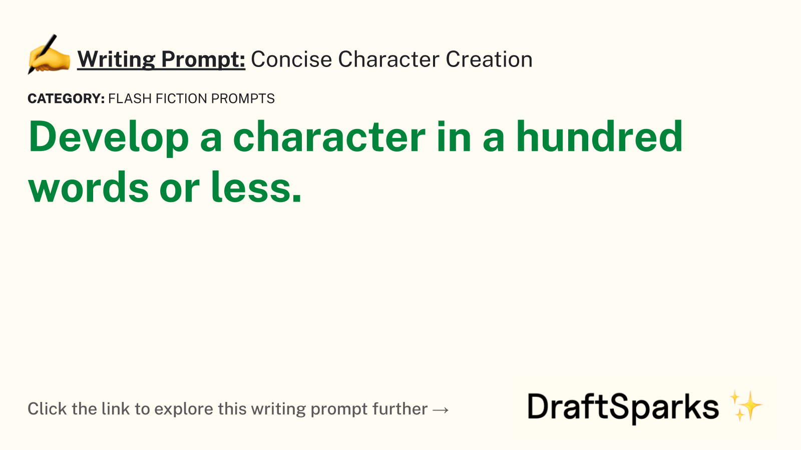 Concise Character Creation