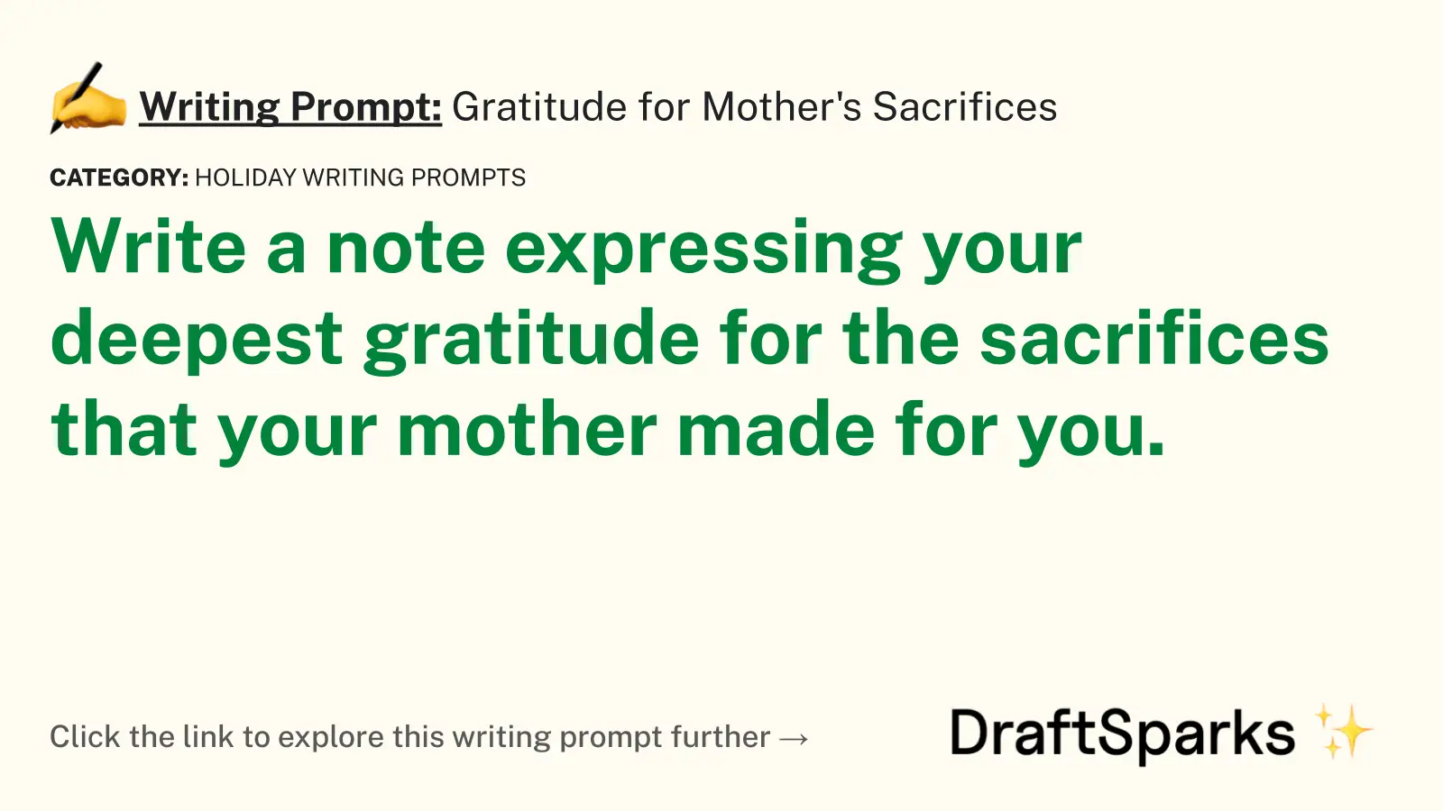 Gratitude for Mother’s Sacrifices