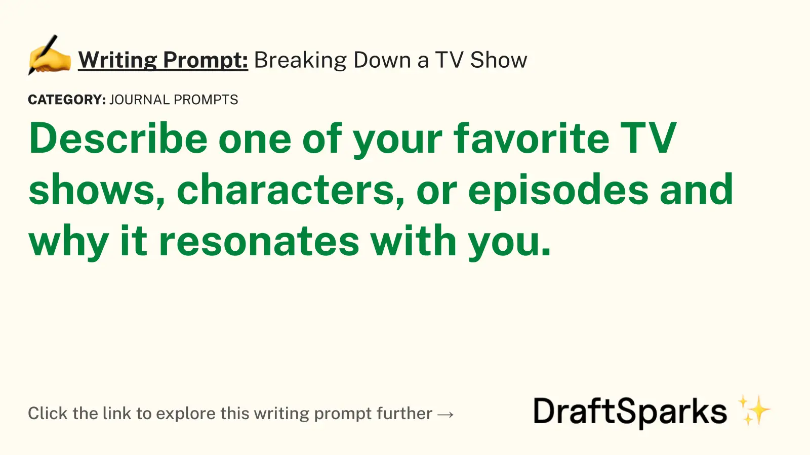 Breaking Down a TV Show