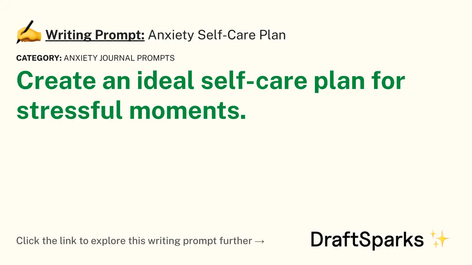 Anxiety Self-Care Plan