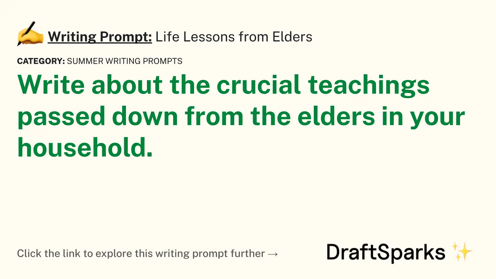 Life Lessons from Elders