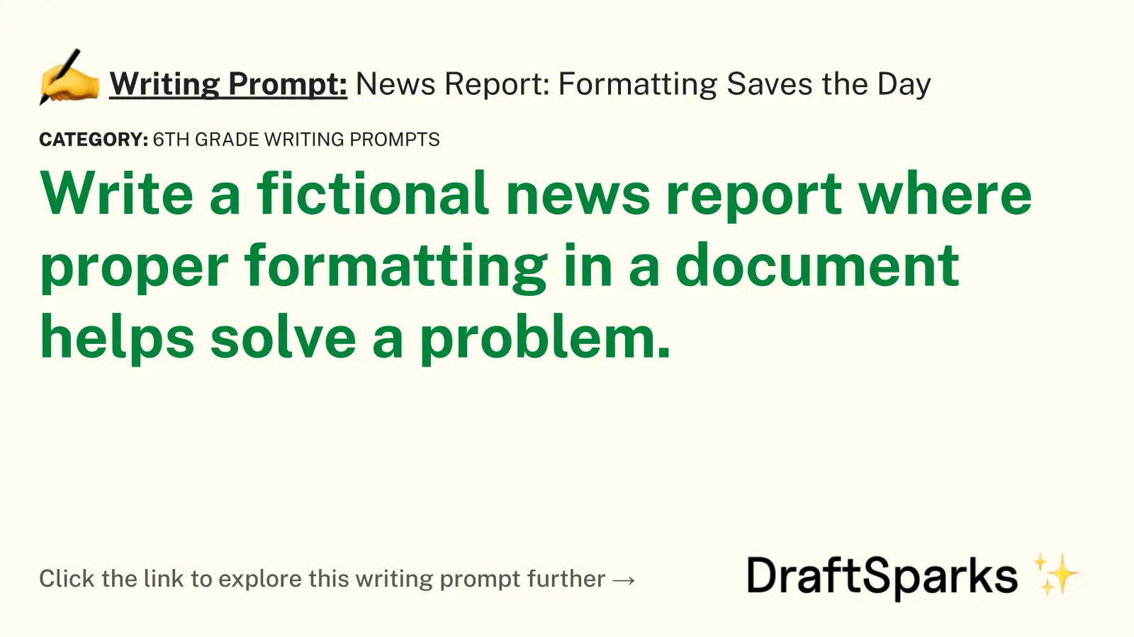 News Report: Formatting Saves the Day