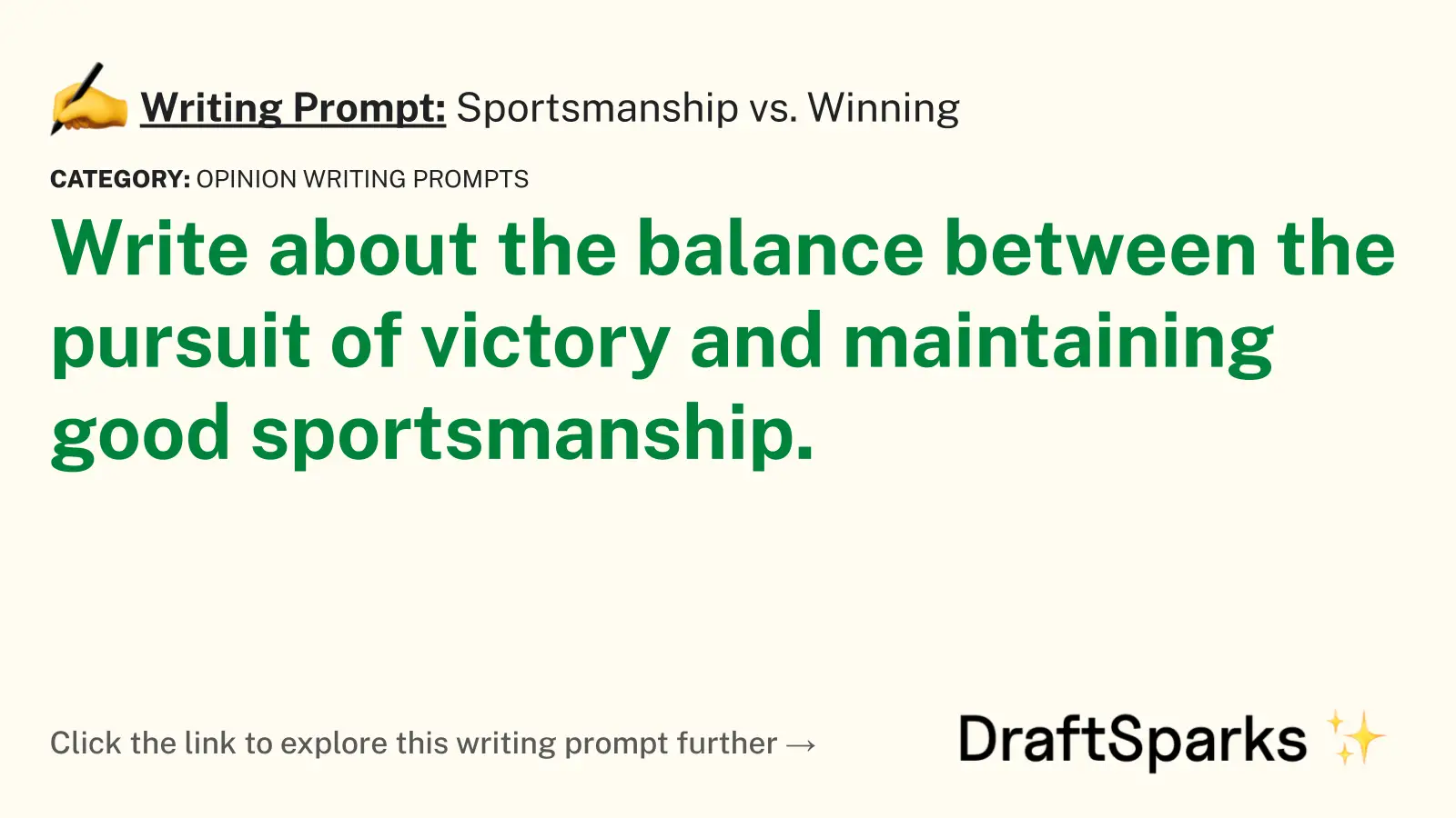Sportsmanship vs. Winning