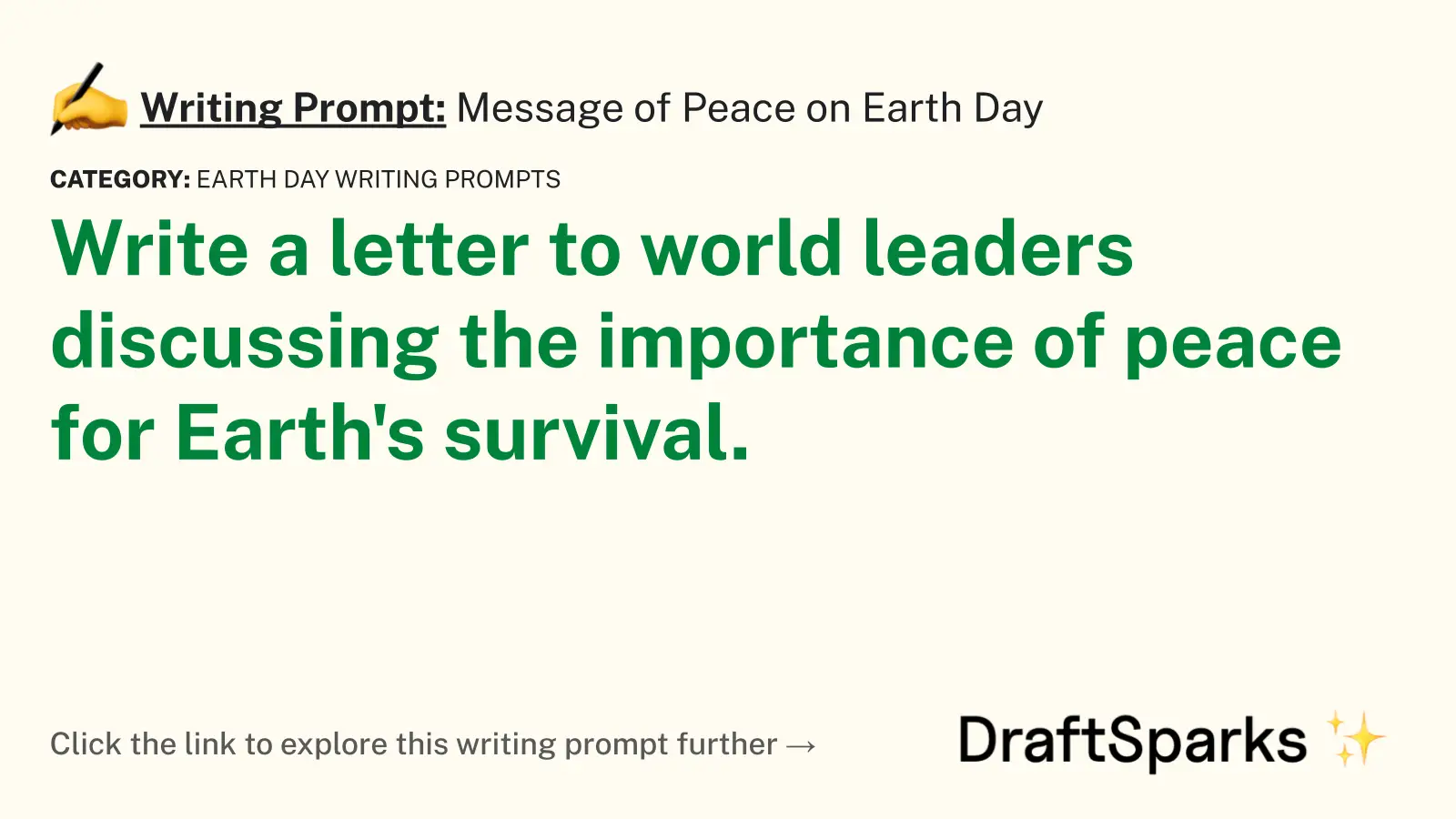 Message of Peace on Earth Day
