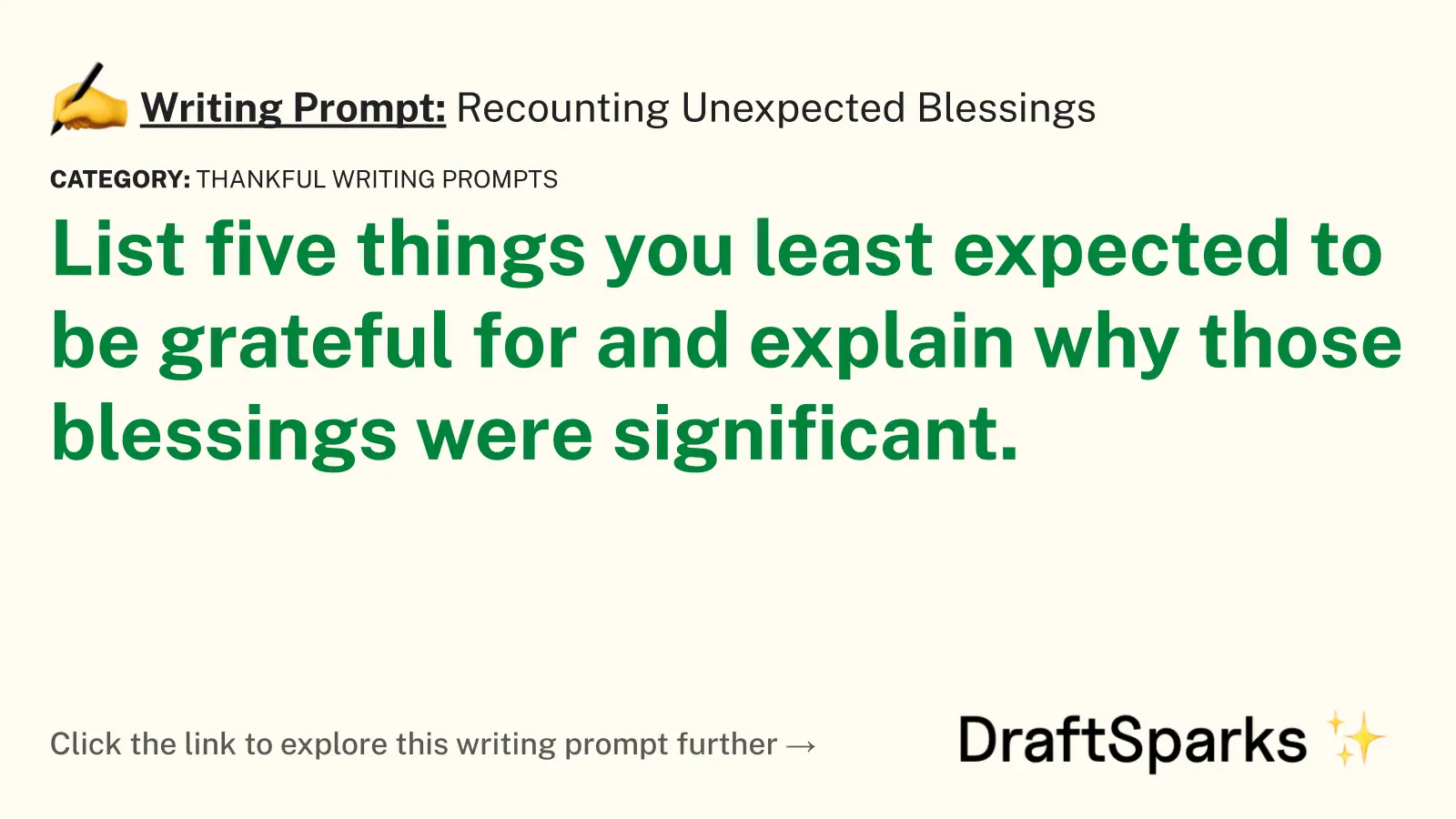 Recounting Unexpected Blessings