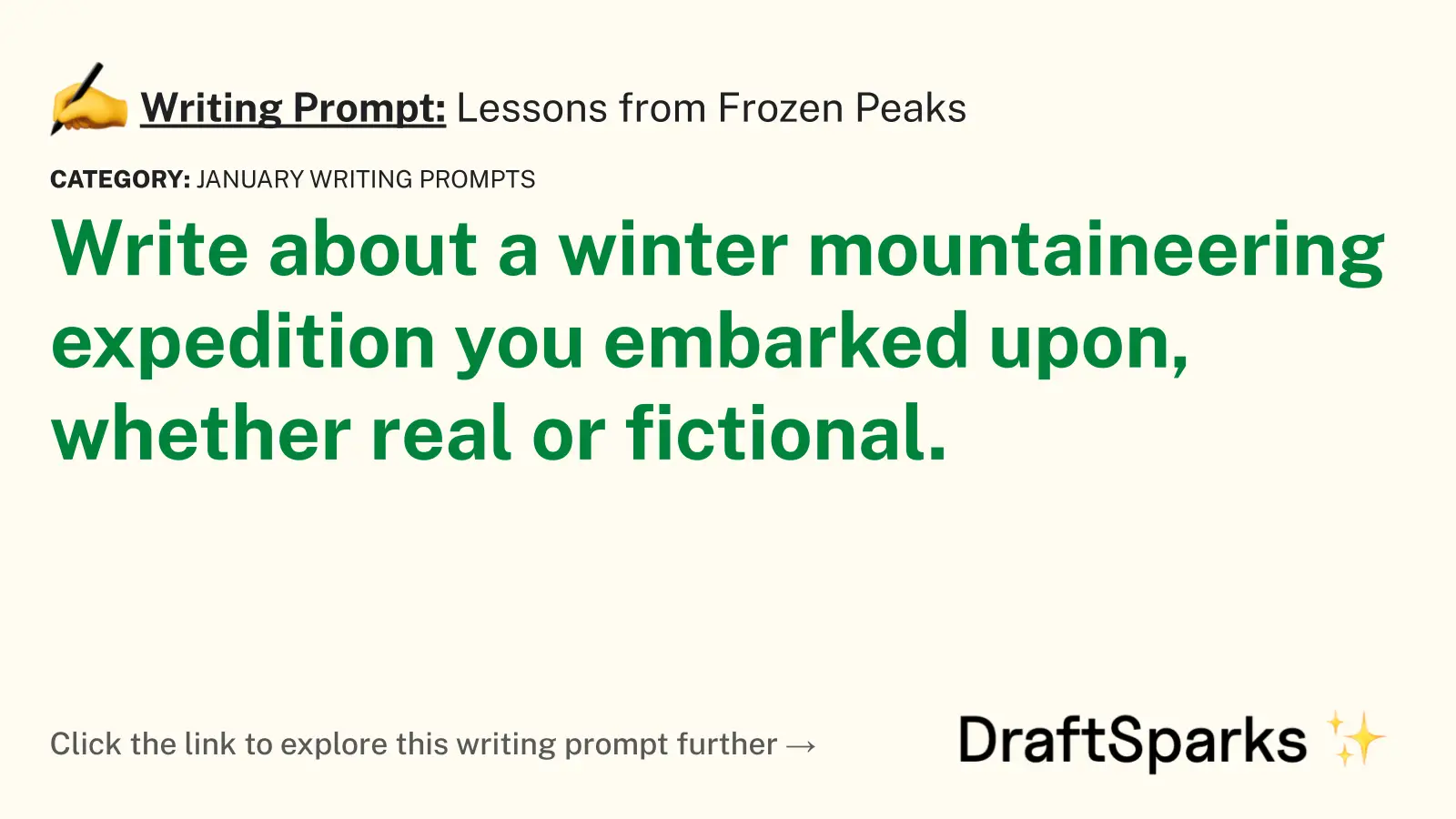 Lessons from Frozen Peaks