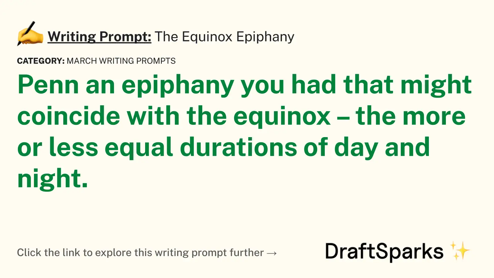 The Equinox Epiphany