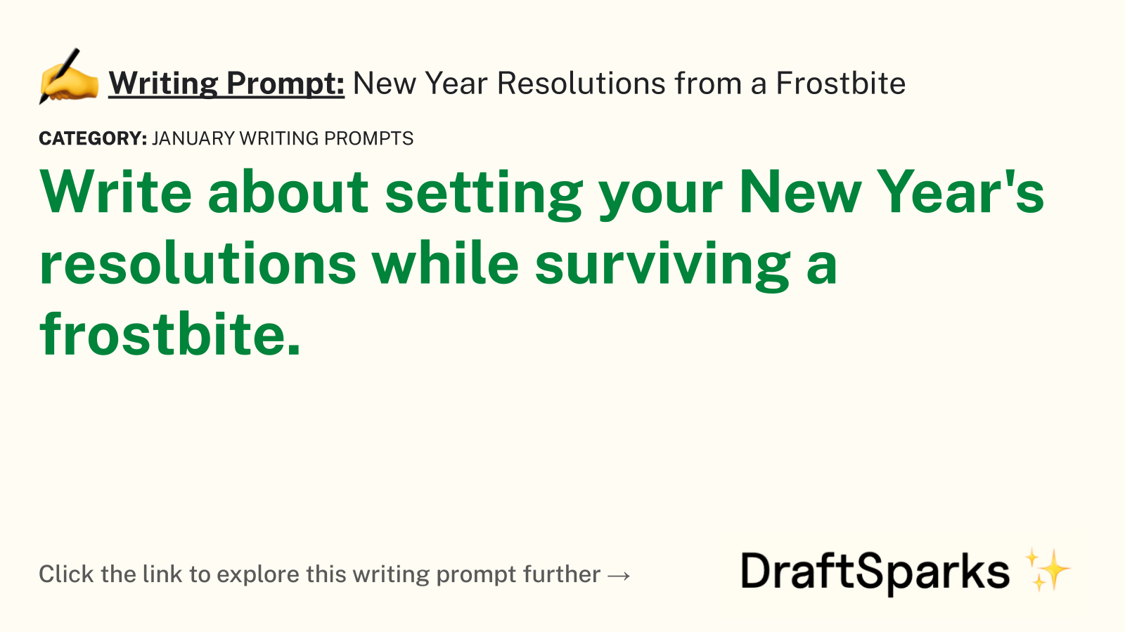 New Year Resolutions from a Frostbite