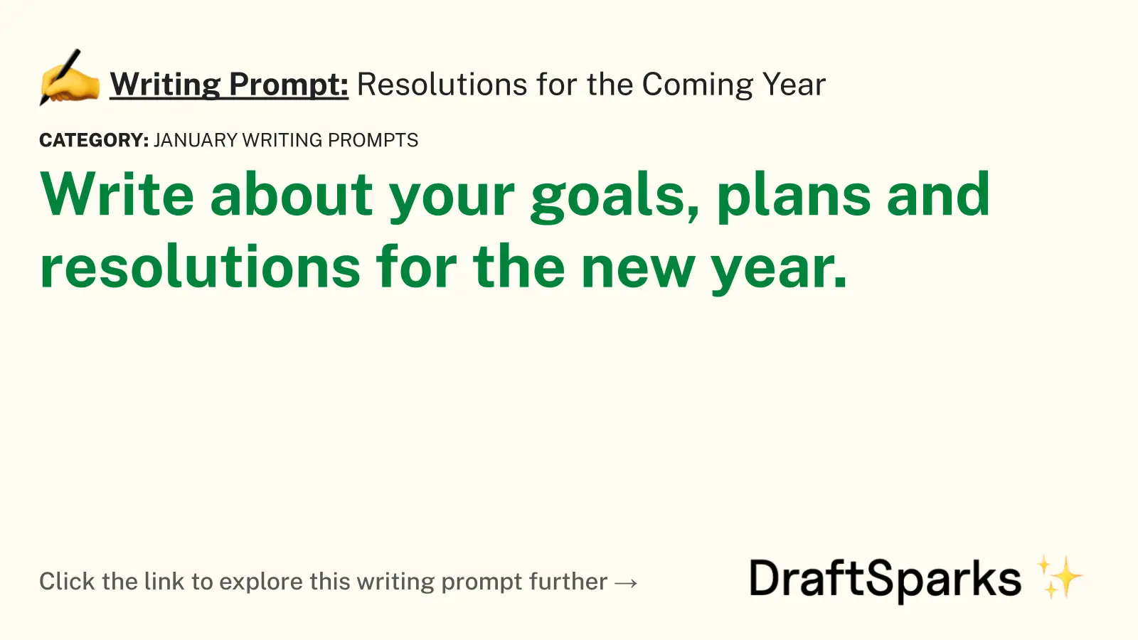 Resolutions for the Coming Year