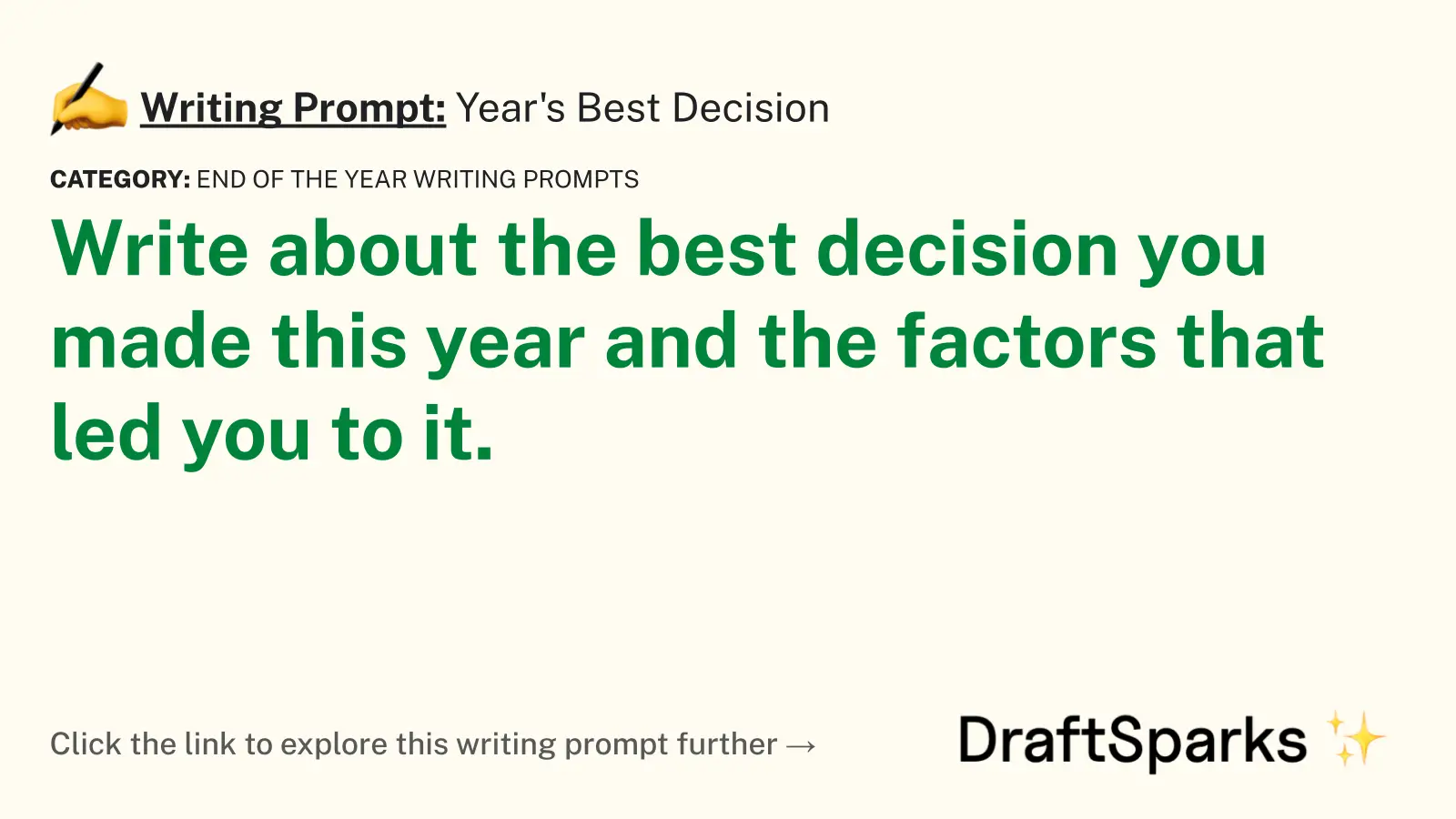 Year’s Best Decision