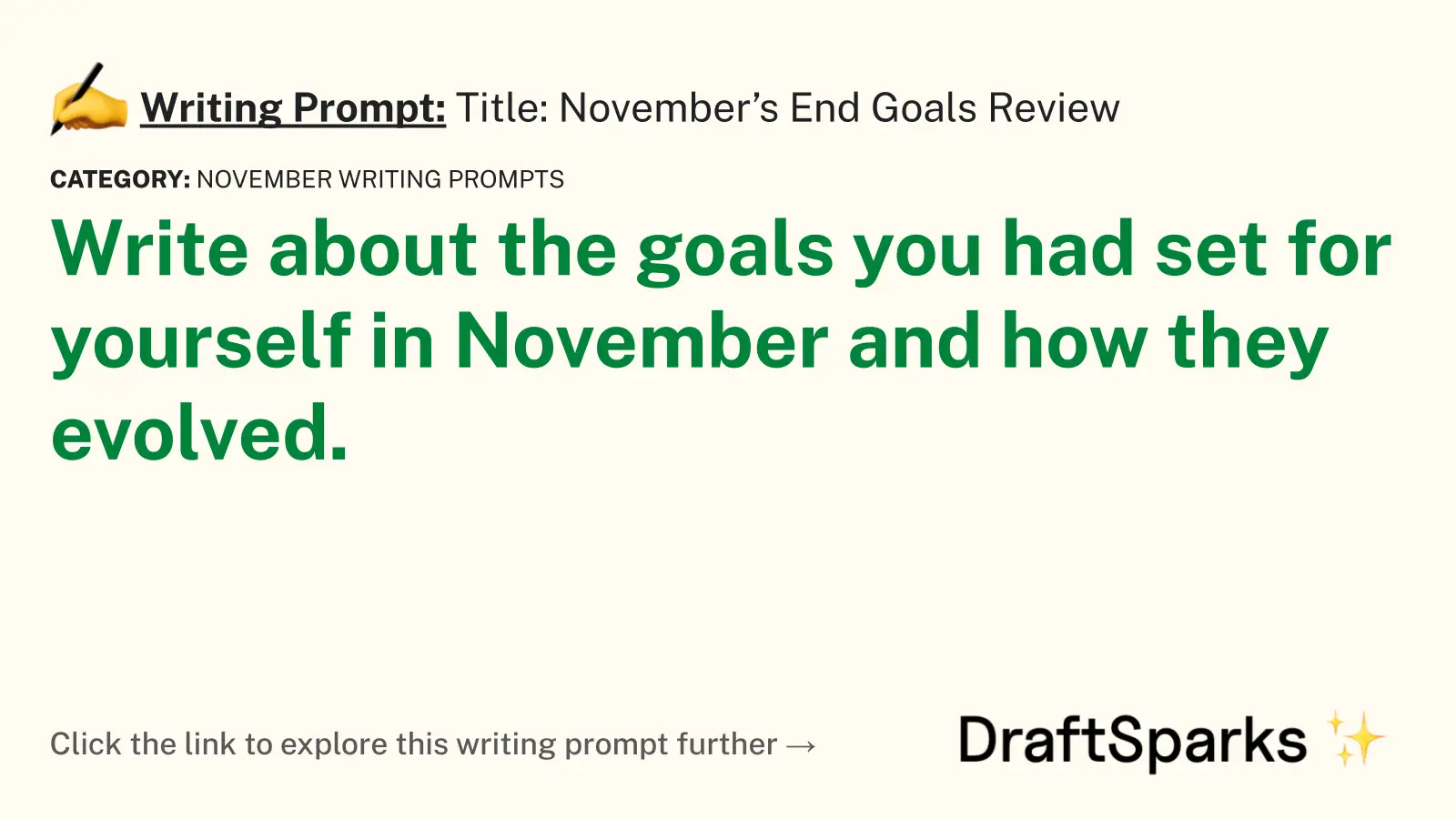 Title: November’s End Goals Review