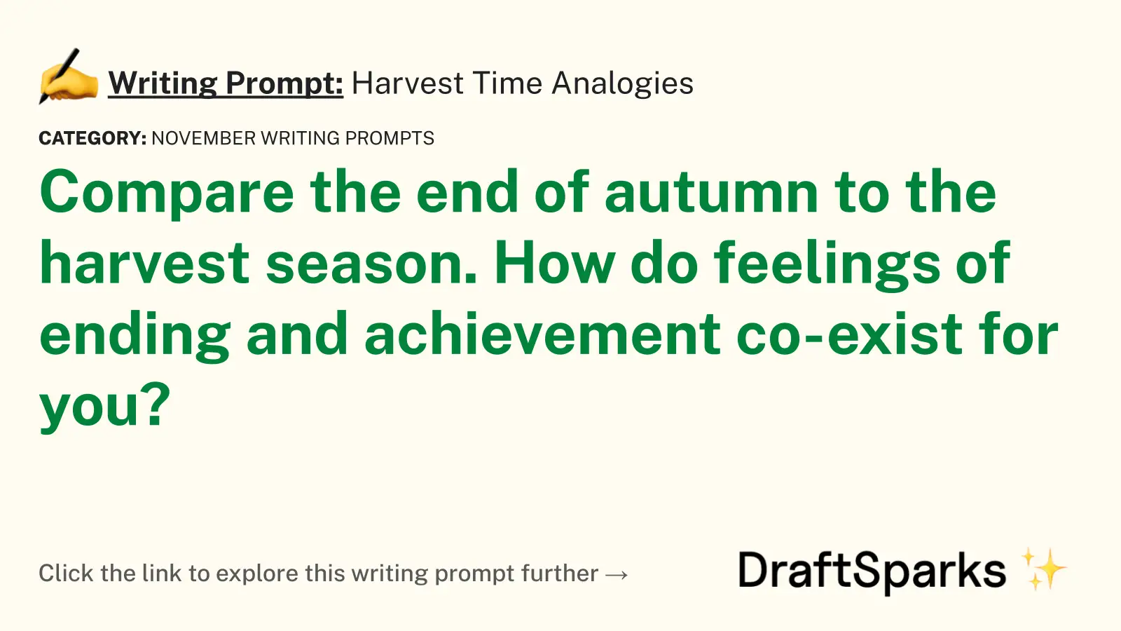 Harvest Time Analogies
