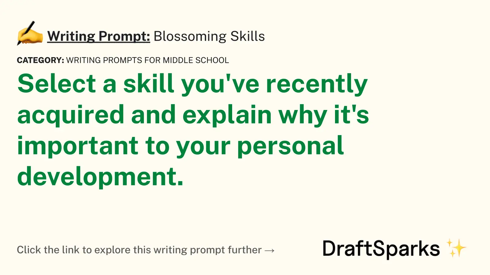 Blossoming Skills