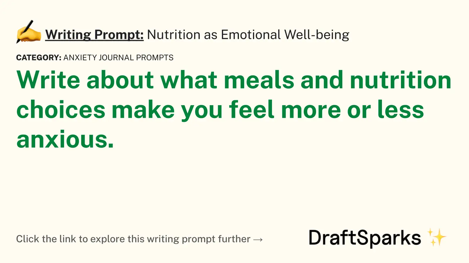 Nutrition as Emotional Well-being