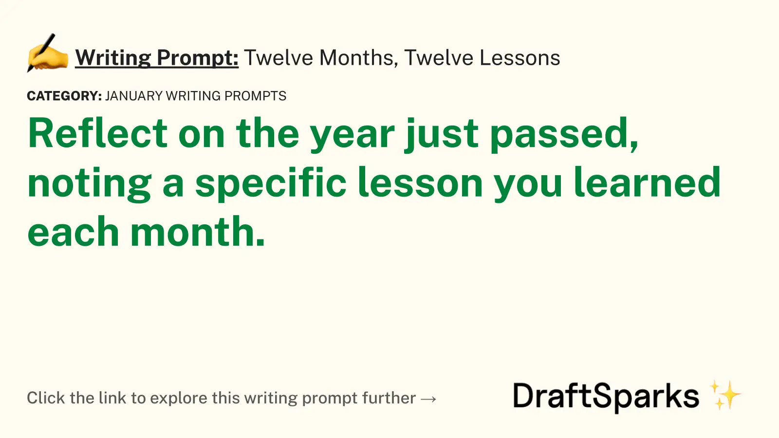 Twelve Months, Twelve Lessons