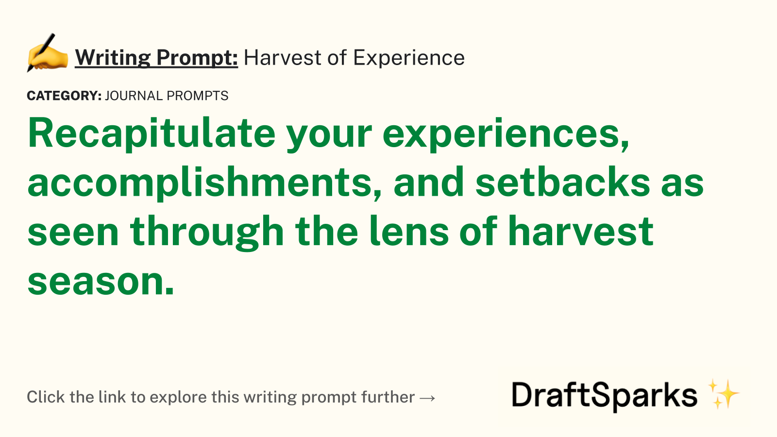 Harvest of Experience