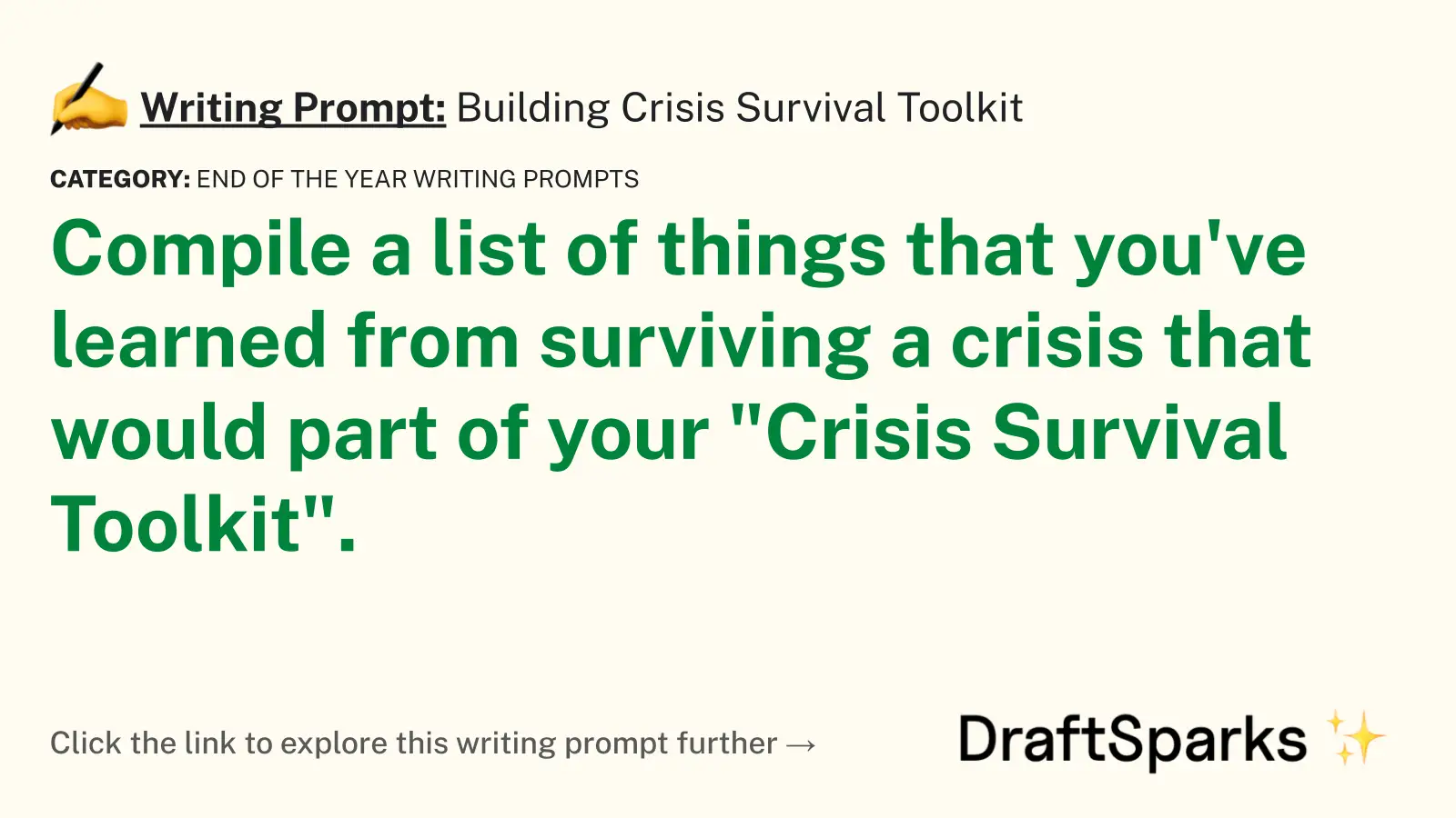Building Crisis Survival Toolkit