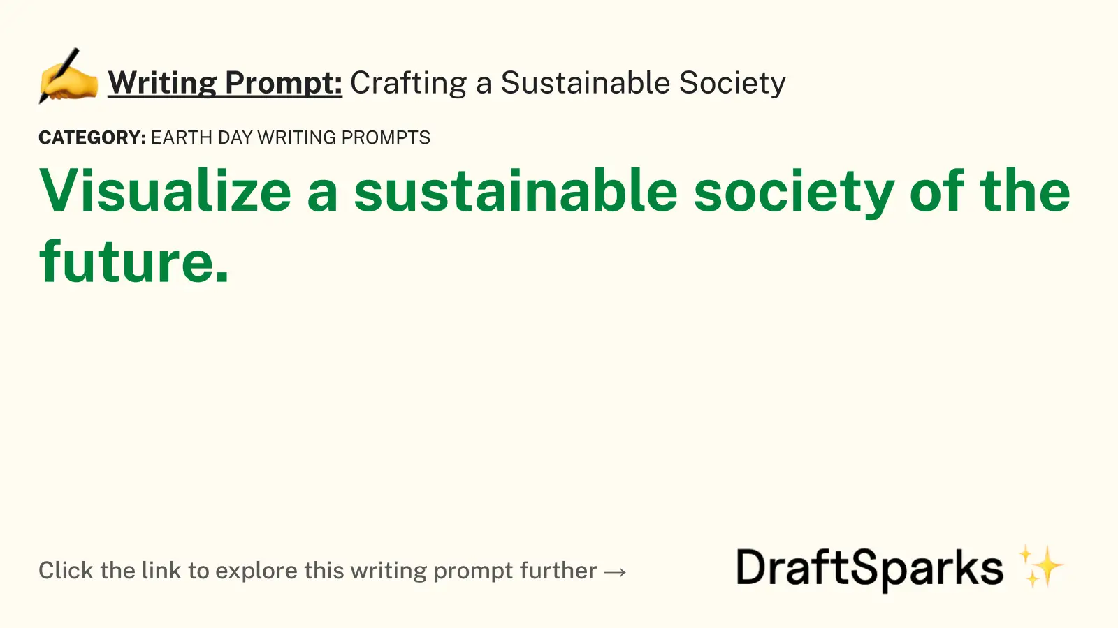Crafting a Sustainable Society