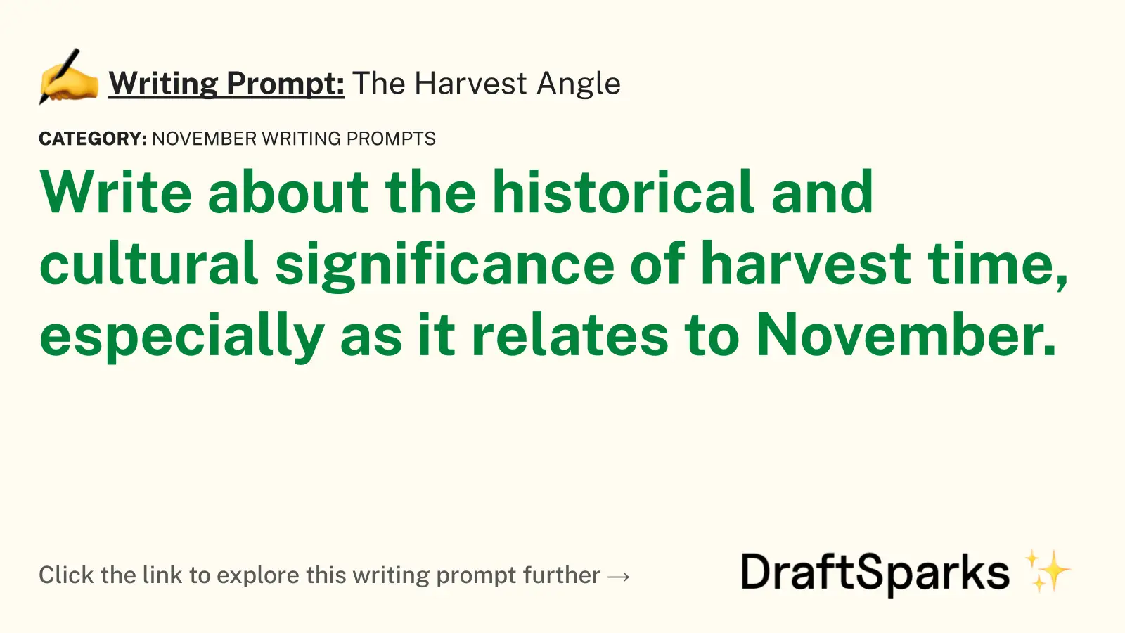 The Harvest Angle