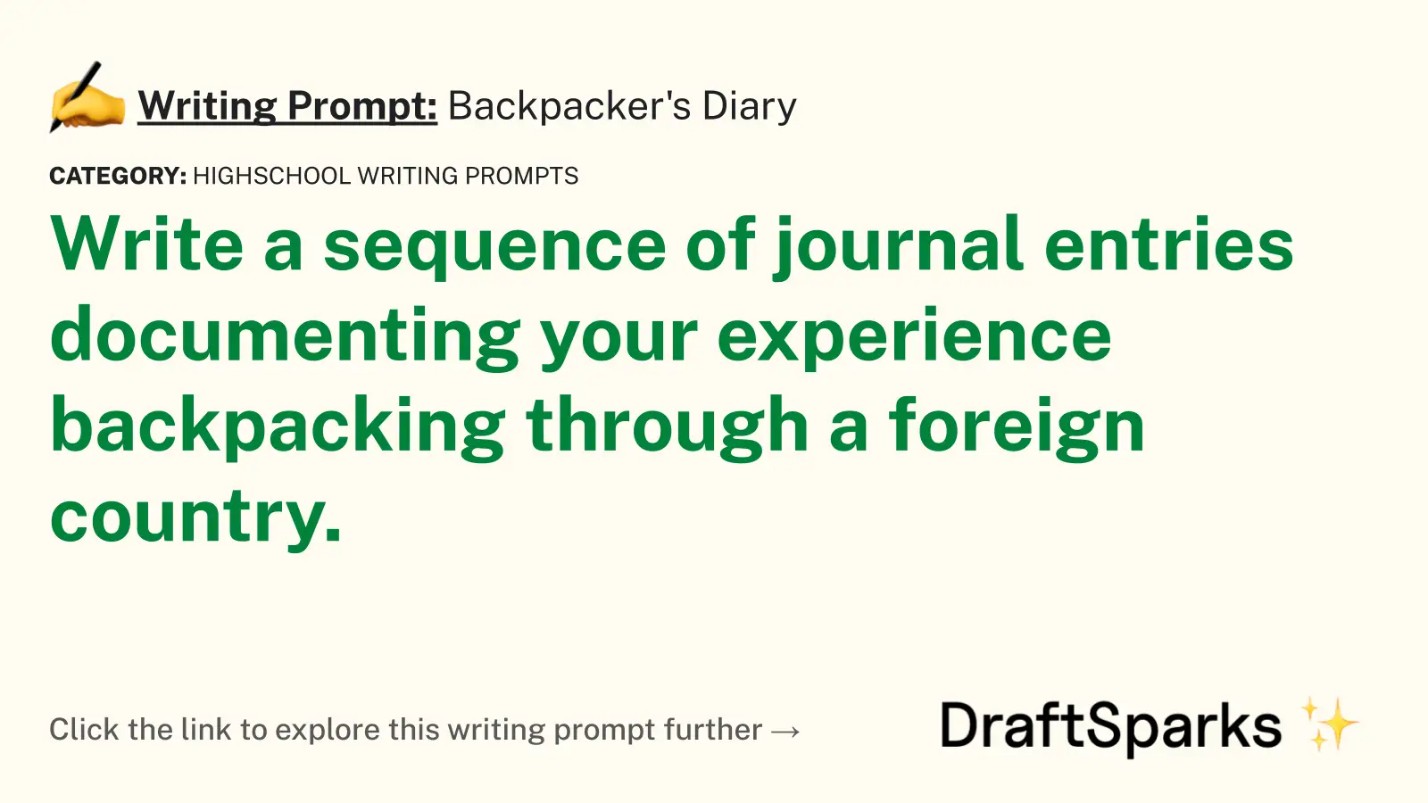 Backpacker’s Diary