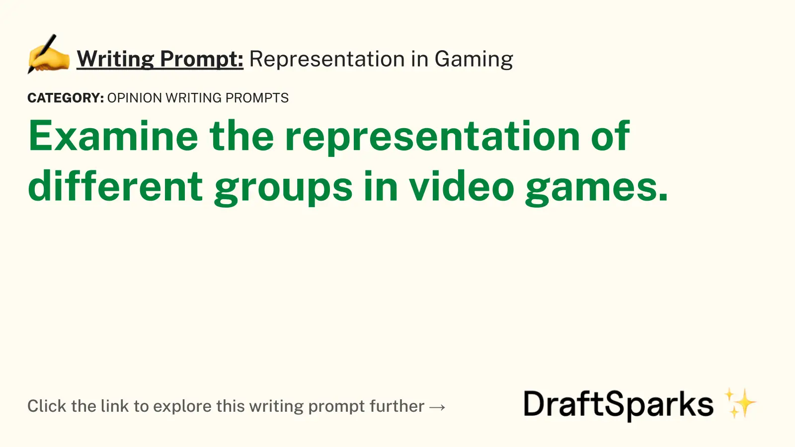 Representation in Gaming