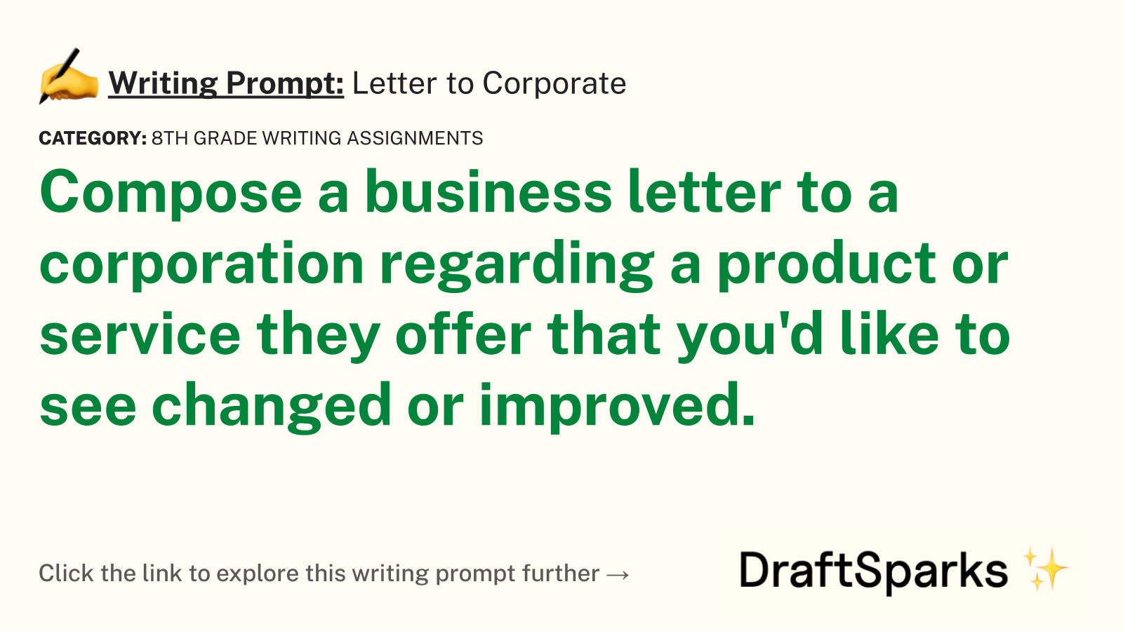 Letter to Corporate