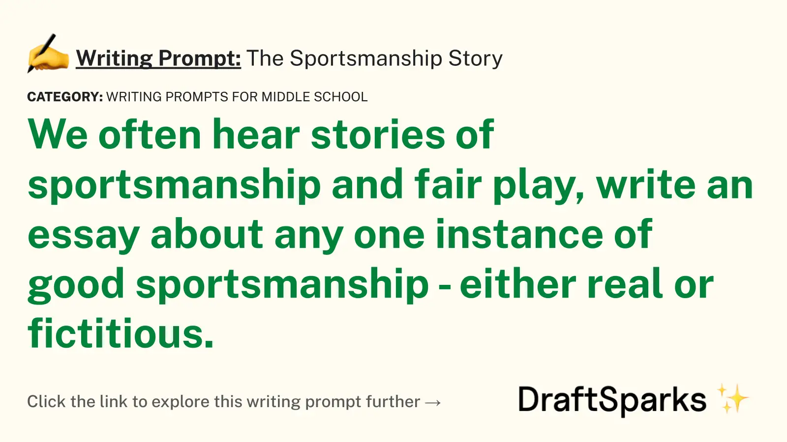 The Sportsmanship Story