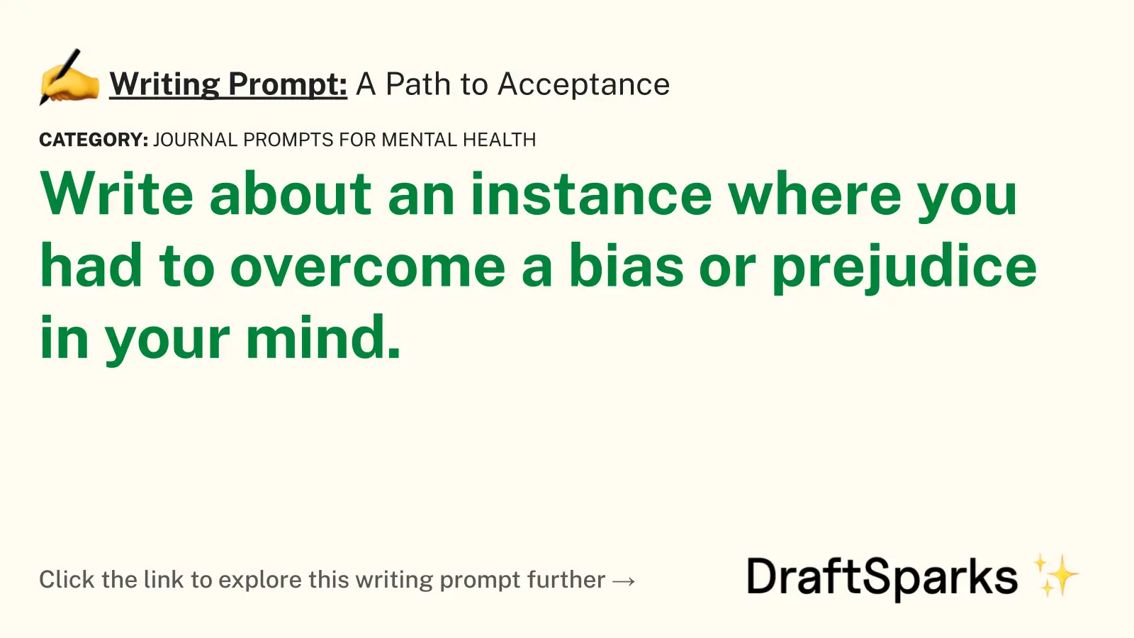 A Path to Acceptance