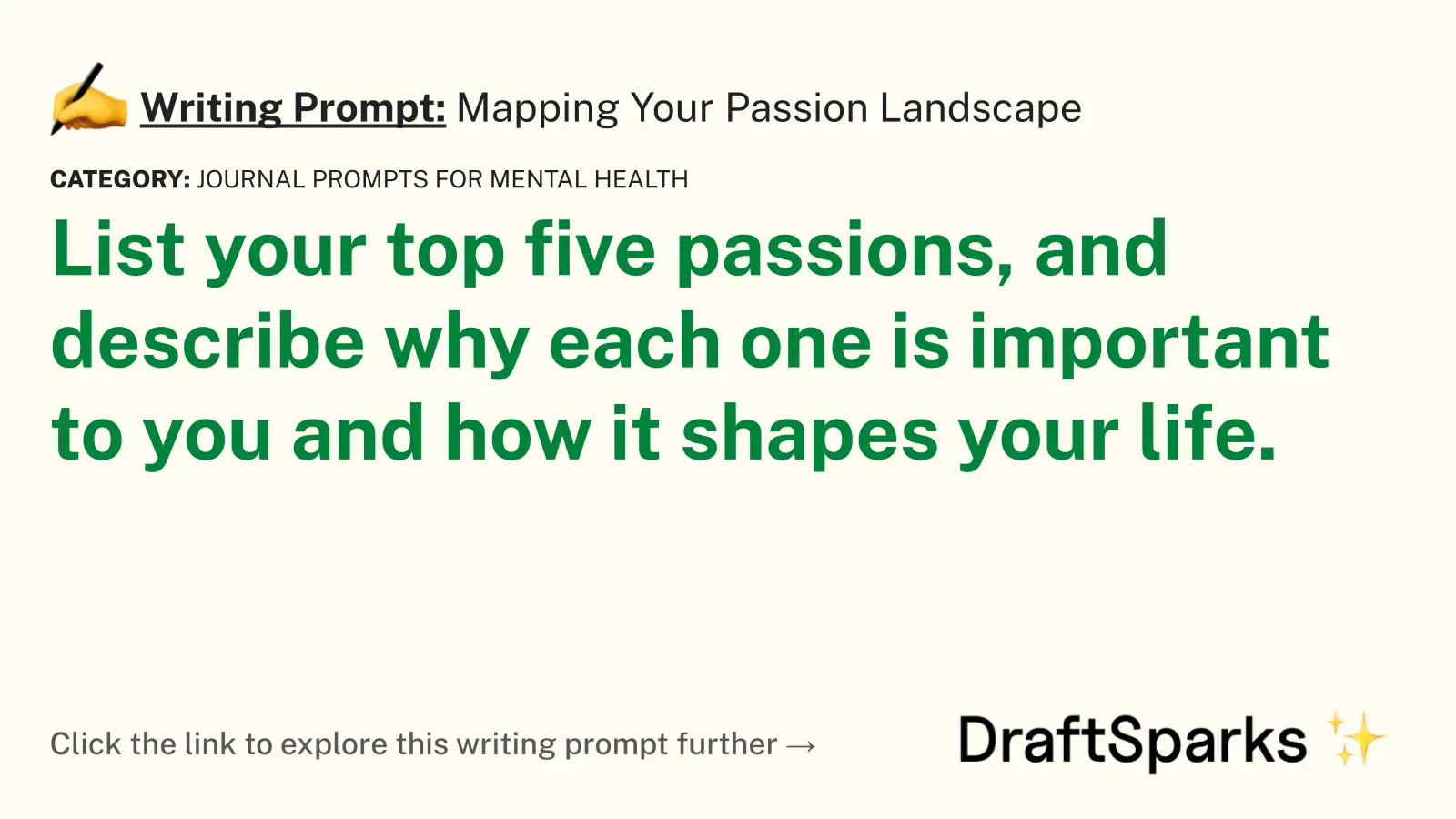 Mapping Your Passion Landscape